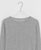 Kanka Dot Ribbed Round Long Sleeve Tee