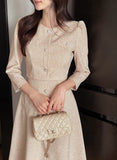 Elnis Three Quarter Tweed Flare One Piece