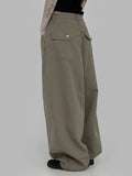 Back pocket wide cotton pants