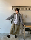 Kinu Button Check Over Cotton Jacket