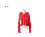 Gron Soft Scratch Wool See-Through Knit Cardigan