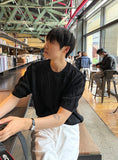 Cable knit short sleeve round ver