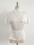 Raz Half-Neck Satin Pleats Blouse (Belt set)