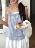 Dough Dot Frill Button Sleeveless