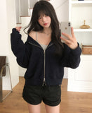 Solid Basic Two-Way Hood Zip-Up