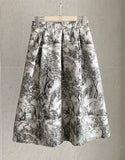 Mulian Toile Jacquard Pattern Flare Banding Skirt