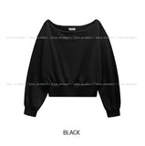 Loin crop off-shoulder sweatshirt
