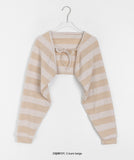 Speaky Stripe Ribbon Bolero Knit Cardigan