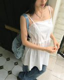 MUKE Pintuck Lace String Vacation-Look Sleeveless One Piece