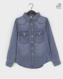 Shuffle western incision pocket long sleeve denim shirt
