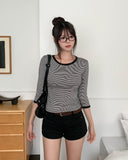 Now Color Matching Stripe Three Quarter T-shirt