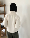 Harking High Neck Button Fleece Fur Loose Fit Jumper