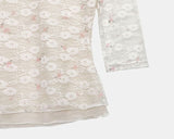 Leona Flower See-through Three Quarter T-shirt