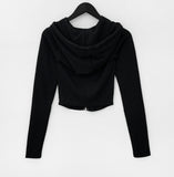 Finney ribbed hood zip-up