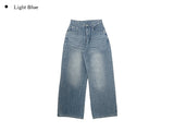 Ops Stripe Washing Denim Wide Pants