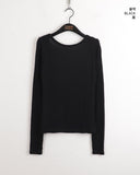 Tatin back buckle strap slit long sleeve T-shirt