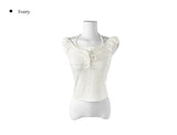 Cowl Layered Halter Ribbon T-Shirt