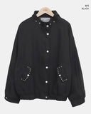 Bern Loose Fit Stud Cotton Bomber Jacket