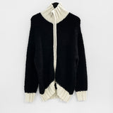 Grang Color Matching Buckle Knit Zip-Up