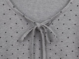 Madin Ribbon Dot Frill Long Sleeve T-Shirt