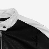 Peolan Glossy Color Matching Leather Jacket