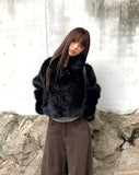 Naru Duffle Button Fur Short Jacket