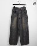 Fector Western Stud Embroidery Washing Long Wide Denim Pants