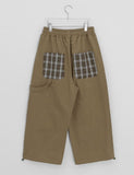 [Unisex] Kamna Carpenter Check Cotton Banding Wide Pants