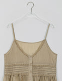 Chyuiko Pintuck Lace Layered Button Long One Piece