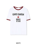 Rokdon Star Lettering Ringer Short Sleeve T-shirt