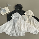 See-through High-Neck Lovely Frill Crop Summer Windbreaker
