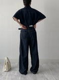 [unisex/summer yarn] Fred pin tuck wide denim pants