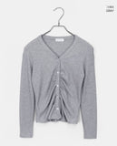 Hori shirring brushed cardigan