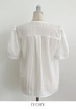 Maelle V-neck Unbalance Collar Three Quarter Blouse