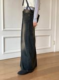 Ito Sand Washing Wide Maxi Denim Skirt