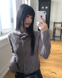[MADE] Wayson High Neck Punching Cable Long Sleeve Knit Cardigan
