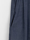 Namiko Denim Shirring Layered Pocket Ribbon Midi One Piece