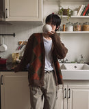 Harvers Argyle Color Matching Knit Cardigan