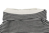Boudin Stripe Loose Fit Off-Shoulder Button Knit