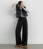 Hidden Banding Mute Color Long Wide Cotton Pants