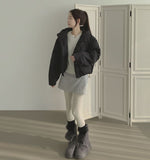 Suede Platform Sole Middle Walker Folding Sheepskin Boots