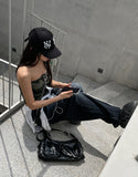 Likee semi-balloon washed denim pants