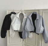High-Neck String Crop Windbreaker