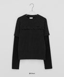Bilket Dot Frill Layered Long Sleeve Tee