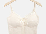 Dina Lace Ribbon Adjustable Cap Sleeveless Top