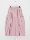 Minati nylon banding pocket shirring flare long skirt