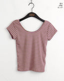 Rachyu  Vintage Stripe Slim Short Sleeve T-shirt