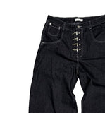 Look Fire Buckle Balloon Wide Denim Pants