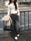 [MADE] Mecca Button Unbalanced Off-Shoulder Slit T-shirt