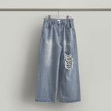 Light Blue Loose Hip Fit Wide Denim Pants